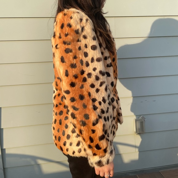Vtg Y2K 90’s Leopard Spot Rabbit Fur Coat Glam Lux Old Money NOS PUFFY Hollywood - Picture 3 of 16